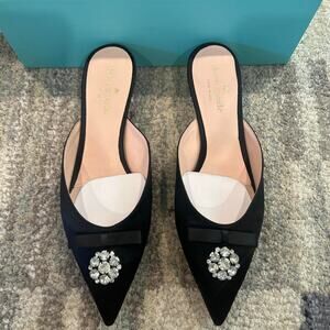 Kate Spade Darlene black satin mules. Size 6.5
